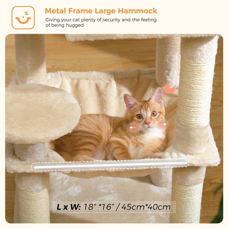 5-Level Cat Tree with Hammock, Condo, Top Perch & 4 Scratching Post