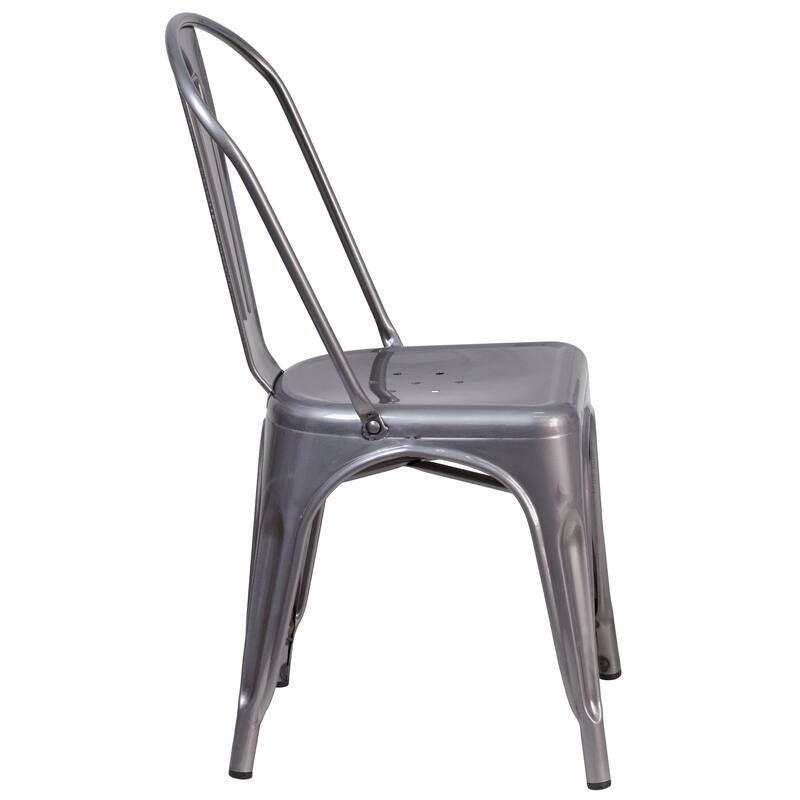 Clear Coated Metal Indoor Stackable Chair - 17.75"W x 21"D x 33.5"H - 17.75"W x 21"D x 33.5"H