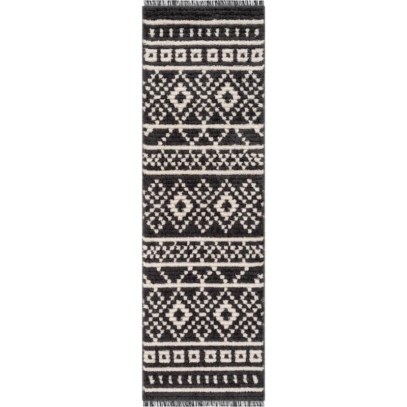Well Woven Maya Nokomis Moroccan Trellis Diamond High Low Area Rug - 2' 3" x 7' 3" - Grey - Runner