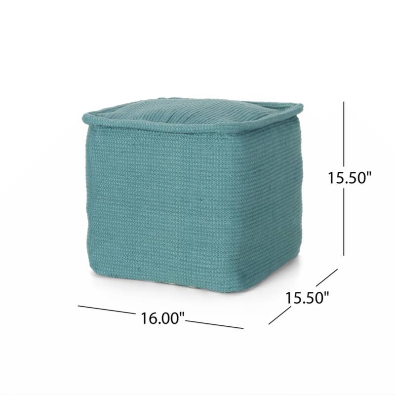 Hansolo Yarn Square Pouf, Teal