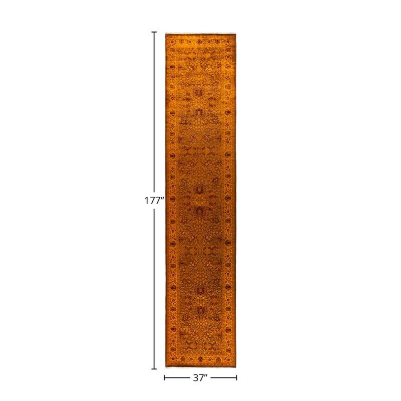 Fine Vibrance, One-of-a-Kind Hand-Knotted Runner Rug - Brown, 3' 1" x 14' 9" - 3' 1" x 14' 9"