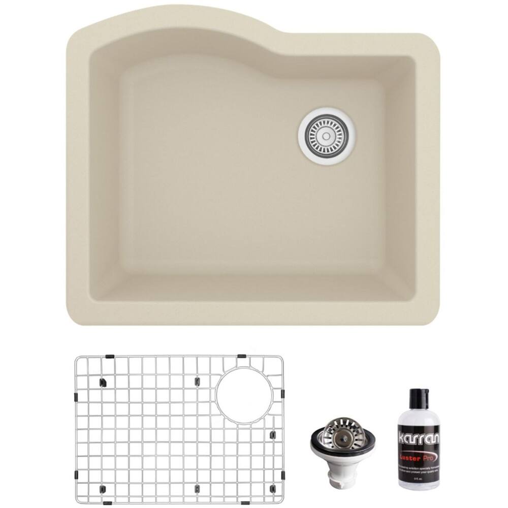 Karran USA QU-671-PK1 Quartz QU 24" Undermount Single Basin Quartz
