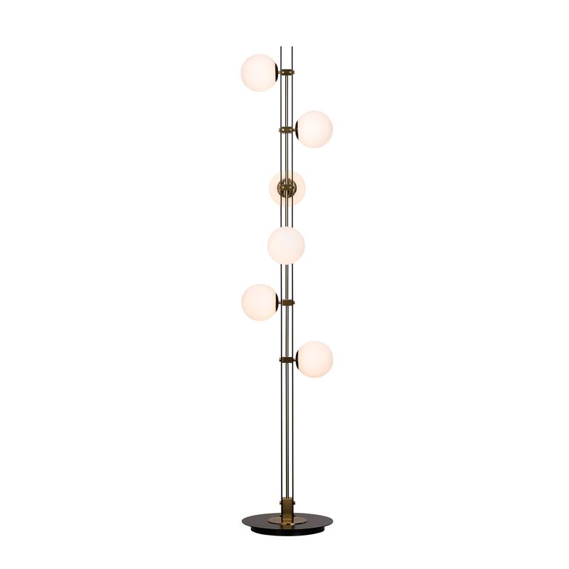 6-Light Nordic Inspired Black Floor Lamp - N/A