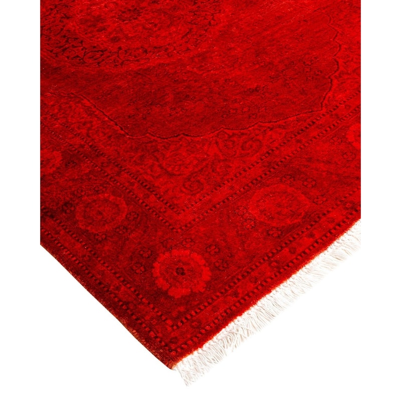Overton Hand Knotted Wool Vintage Inspired Modern Contemporary Overdyed Red Area Rug - 2' 9" x 4' 2"