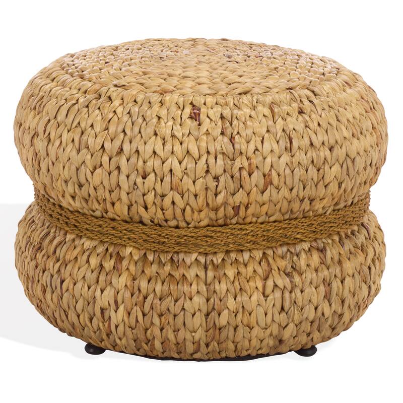 SAFAVIEH Couture Olwynn Water Hyacinth Ottoman