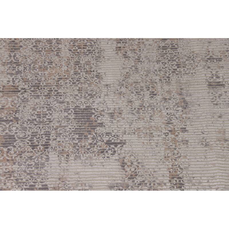 Beige Modern Area Rug Hand-Knotted Abstract Wool Carpet - 6'6"x 9'9"