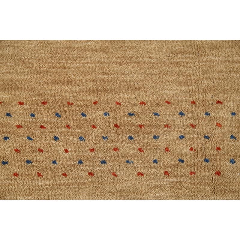 Tribal Yellow Gabbeh Accent Rug Hand-Knotted Wool Carpet - 3'11"x 5'10"