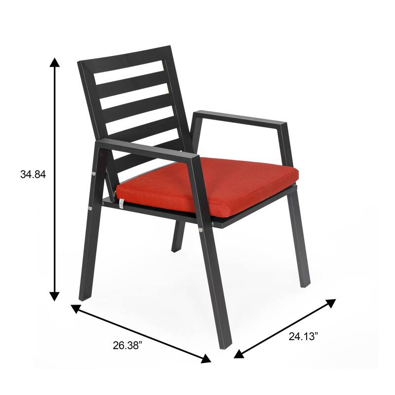 Chelsea Mid Century Patio Aluminum Frame Olefin Fabric Outdoor Dining Armchair with Washable Cushion Covers (Set of 4) - 34.84