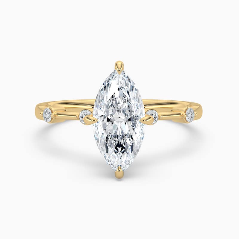 Auriya 14k Gold Petite Diamond Station Marquise Lab Grown Hidden Halo Engagement Ring 1.00 to 5.00 ct. tw.(F-G, VS) - 5 - 1.00 carats - Yellow