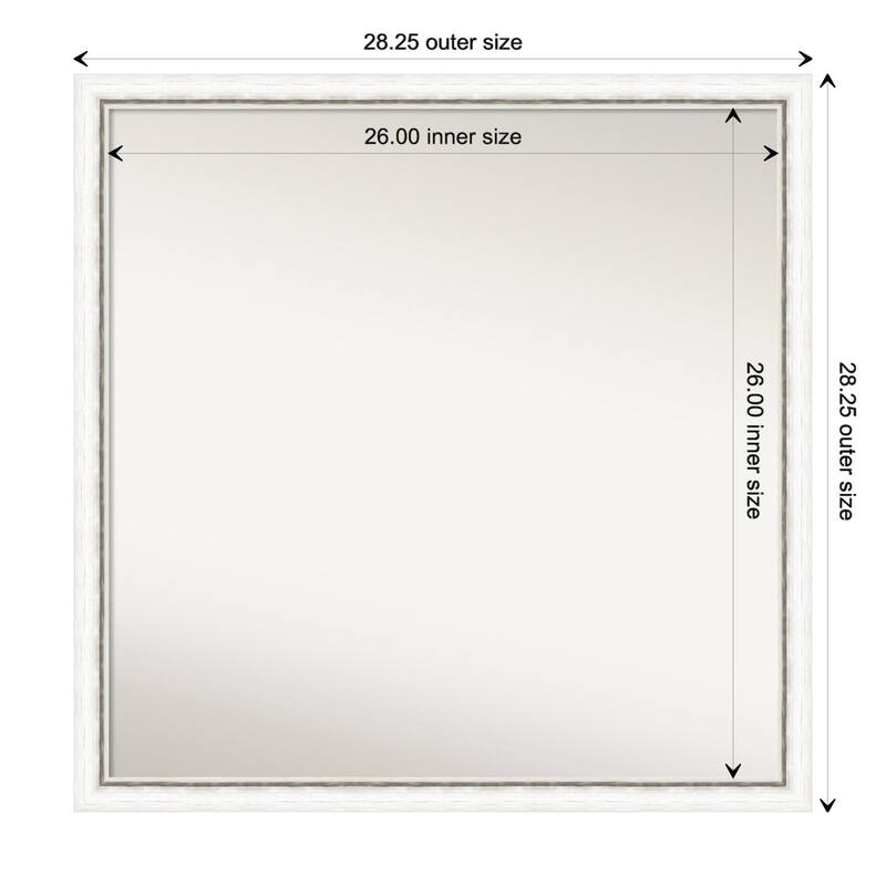 Morgan Non-Beveled Wood Framed Bathroom Vanity Wall Mirror - Morgan White Silver - Glass Size 26x26