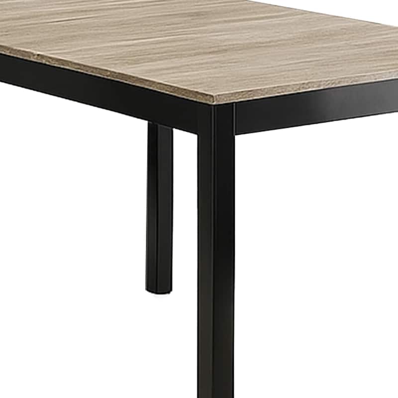 Figu Dining Table, Rectangular 48 Inch Sleek Brown Top, Black Wood Legs - Black, Brown