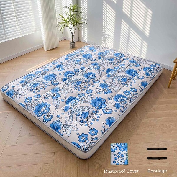 6-inch Thick Floral Pattern Floor Bed Futon Mattress - Bed Bath