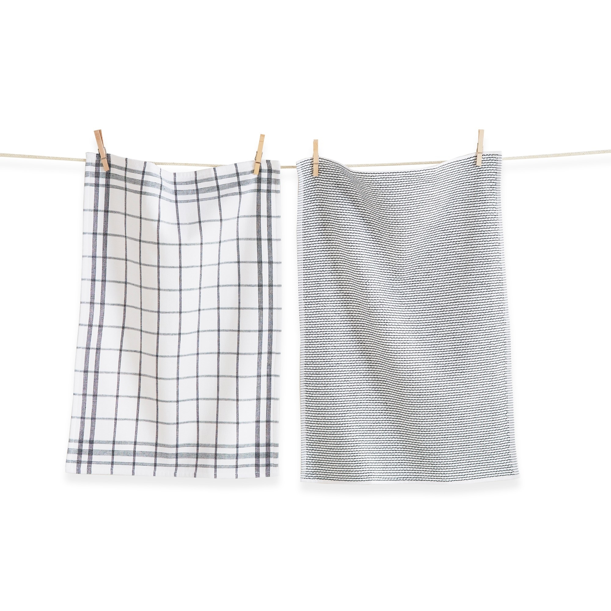 26L"x18W" Classic Dark Green Cotton Set of 2 Checked and Solid Terry Cloth Dishtowel Kitchen Towel Brown Machine Washasble