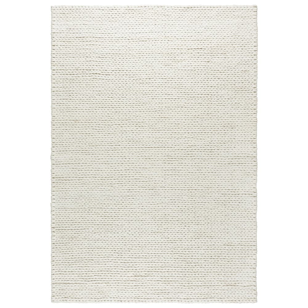 Alora Decor Kolkata Solid Beige Hand-woven Wool Rug