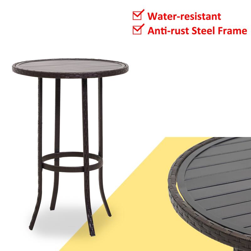 3-Piece Outdoor Wicker Bar Set, Patio Bistro Set