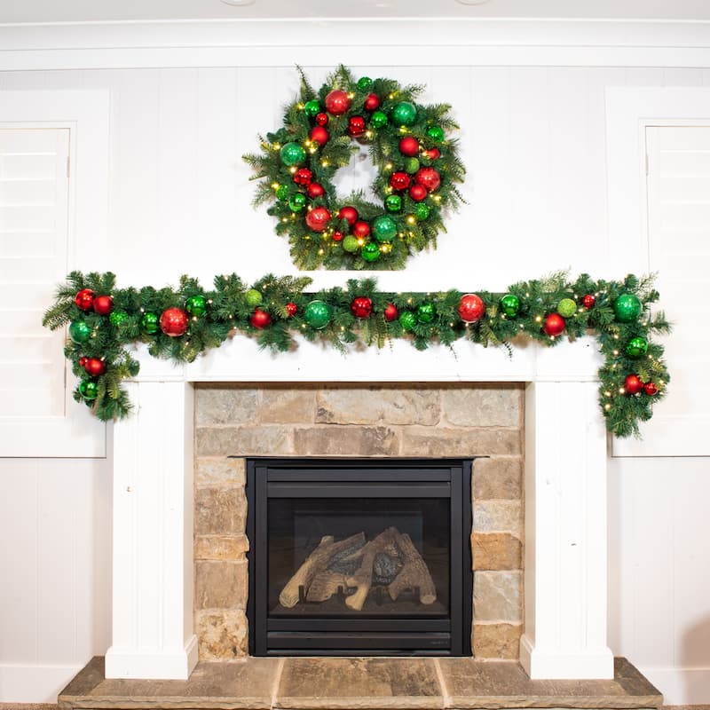 30 in. Lighted Christmas Wreath - Christmas Cheer - Red