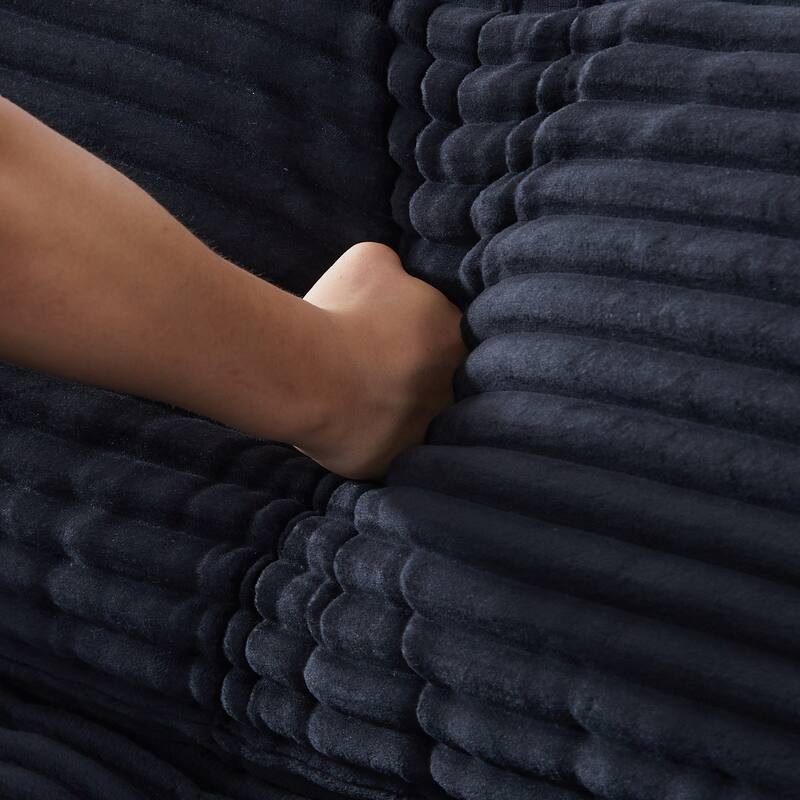 112-inch Black Corduroy Sofa with 2 Throw Pillows for Versatile Home Styles