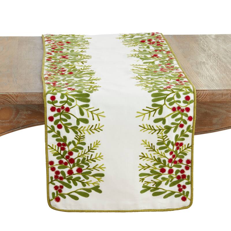 Red Berry Table Runner - 16"x72" - Green - 16"x72"