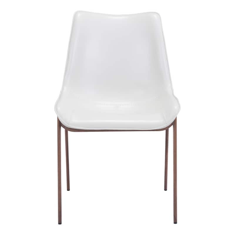 Set of 2 Solid Back Dining Chairs with Legs and Floor Protectors - 21.3” x 23.6” x 35.4” - White