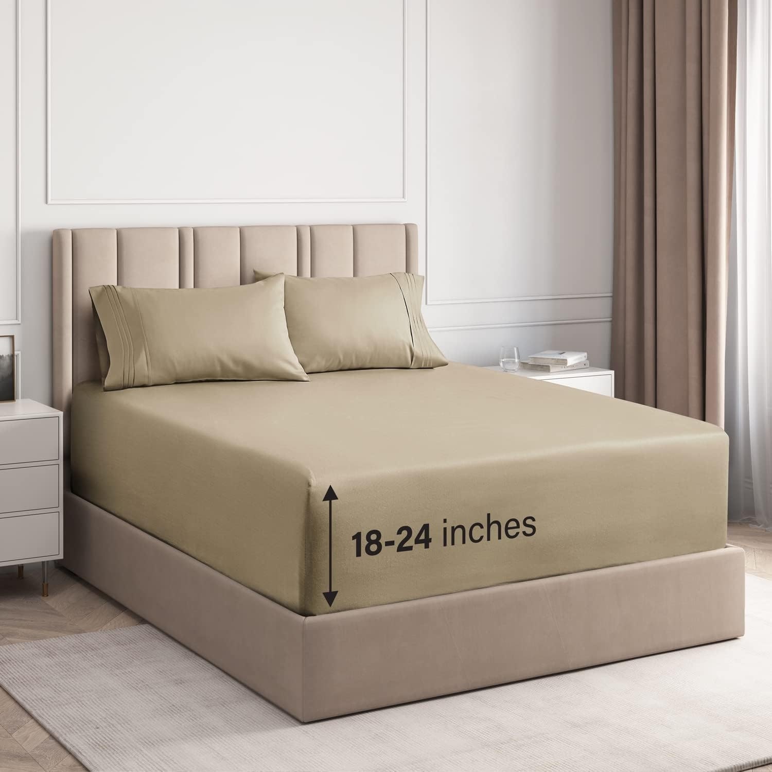 CGK Linens 4 Piece 100% Cotton Inch Extra Deep Pocket Bed Sheet Set