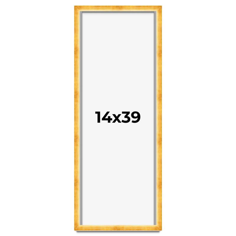 14x39 Shadow Box Frame Gold | 1.625 Inches Deep Real Wood Traditional