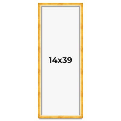 14x39 Shadow Box Frame Gold | 1.625 Inches Deep Real Wood Traditional