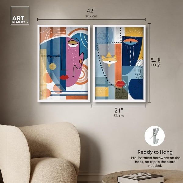 dimension image slide 13 of 18, Abstract Mask Series Living Room Set Shadowbox Print by Art Remedy