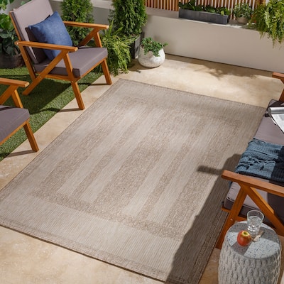 Livabliss Yadgar Subtle Stripes Indoor/ Outdoor Area Rug