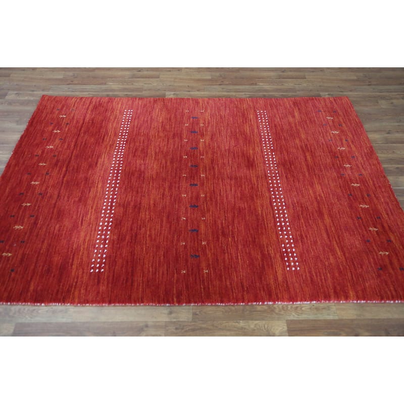 Gabbeh Indian Rug Handmade Orange Tribal Wool Carpet - 4'5" x 6'5"