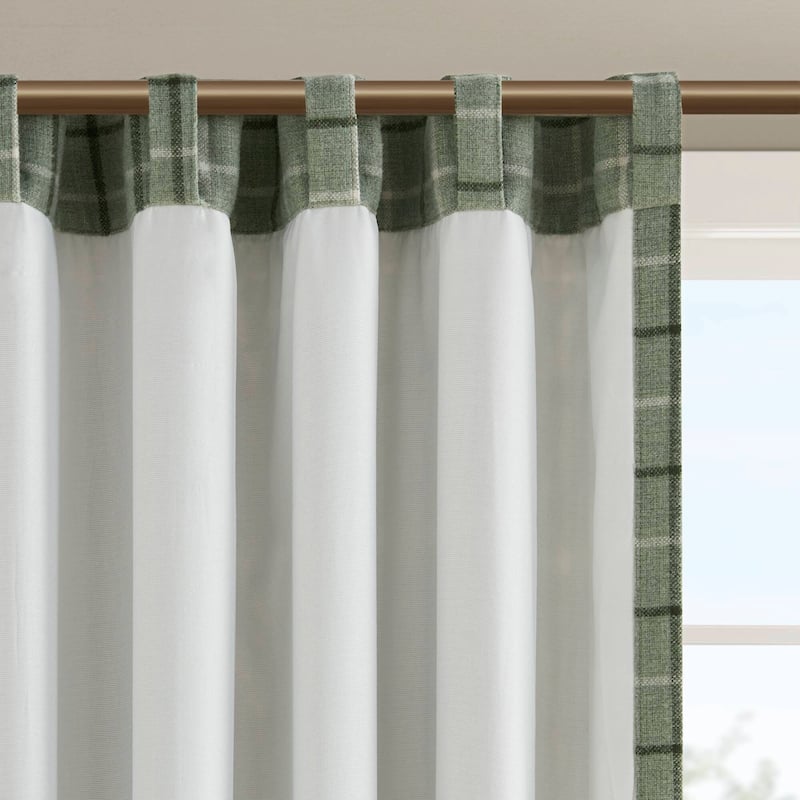 Madison Park Anaheim Plaid Rod Pocket and Back Tab Single Curtain Panel with Fleece Lining