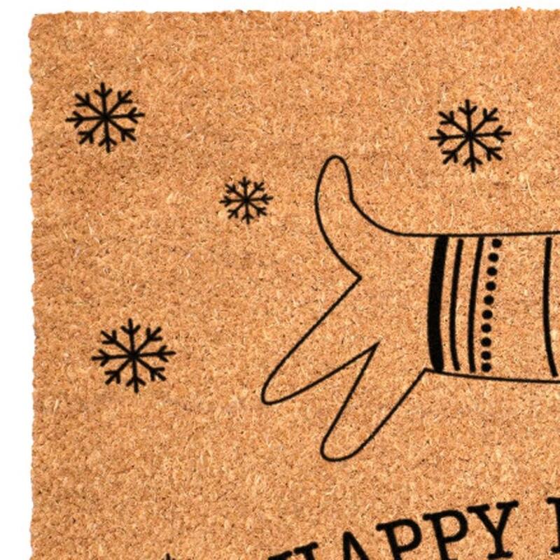 HomeRoots 17" X 29" Brown And Black Christmas Dog Outdoor Coir Door Mat - 17.00' X '29.00