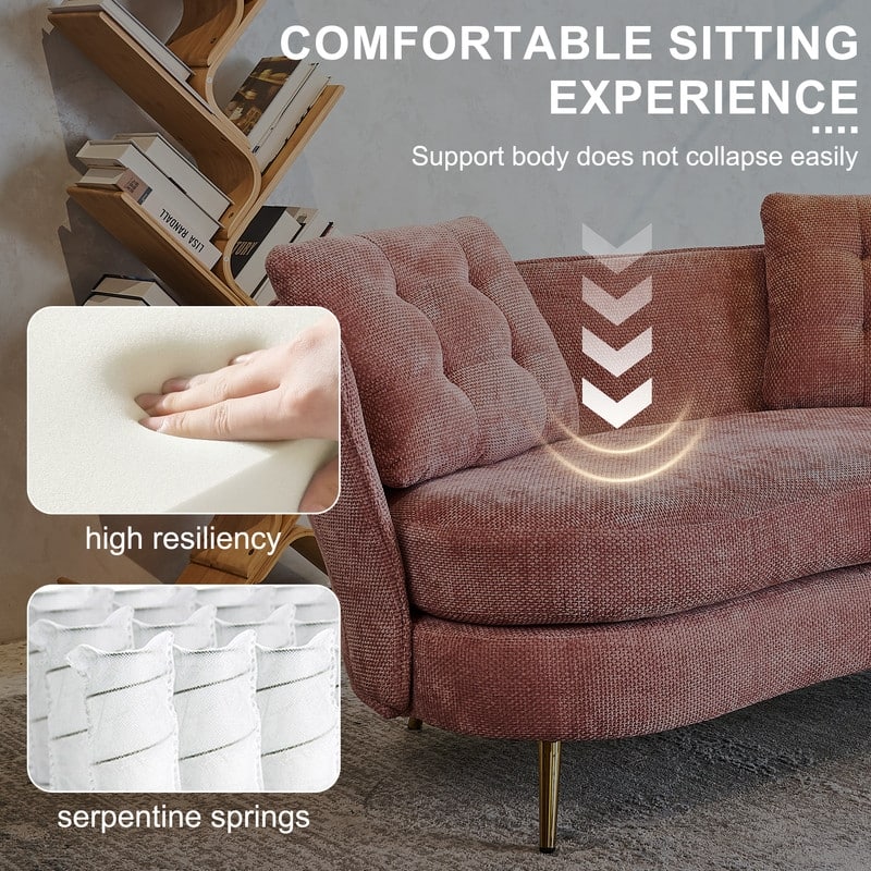 Contemporary Velvet Upholstered Tufted Loveseat Sofa,Living Room Couch with Golden Metal Legs