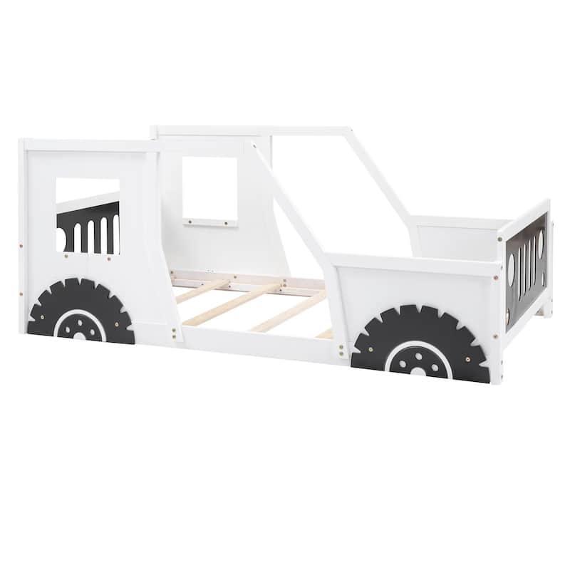 Twin&Full Size Classic Car-Shaped Platform Bed with Wheels