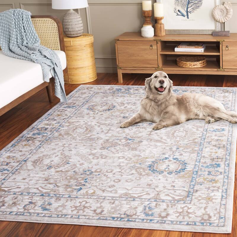 SAFAVIEH Prestige Rozella Contemporary Rug - 6'7" Round - Beige/Blue