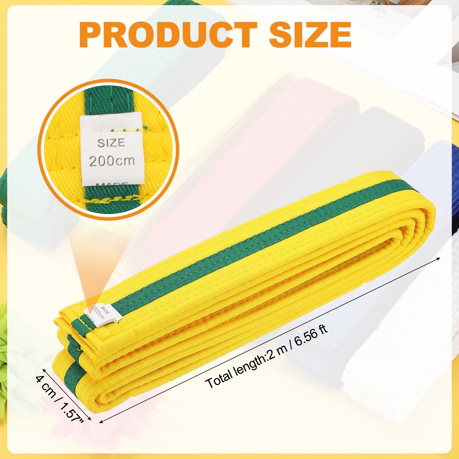 Karate Belt, Martial Arts Ranking Belts Solid Cotton Double-Layered Core Long Soft Uniform Training