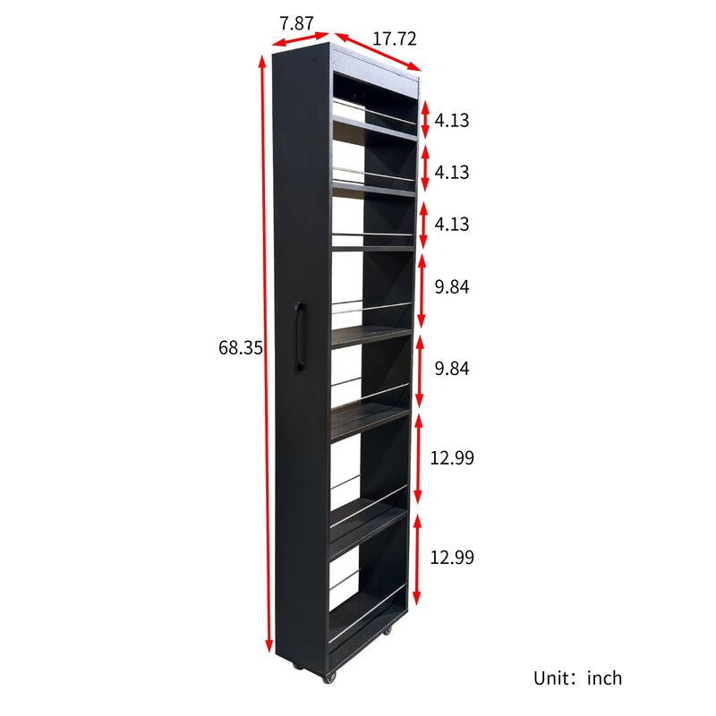 7 Tier Multi-Functional Pull-Out Multi-Tier Storage Single-Sided Open Shelf For Kitchen, Living Room & Narrow Spaces