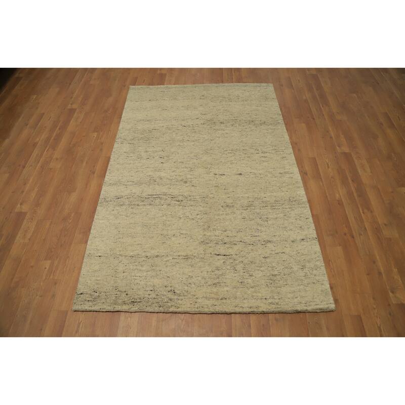 Hand Knotted Oriental 100% Wool Carpet Modern Solid Beige & Ivories Gabbeh Area Rug - 6' 0'' X 3' 11''