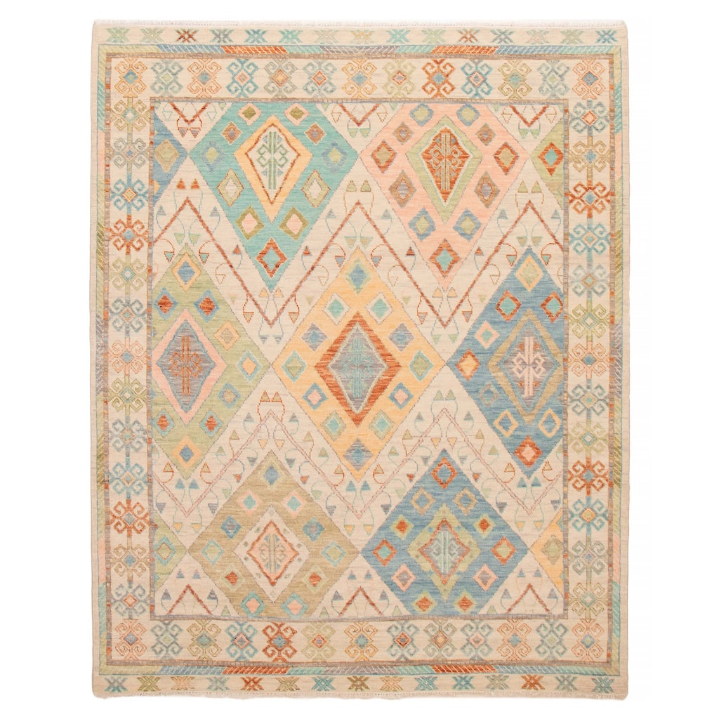 ECARPETGALLERY Hand-knotted Modern Oushak Ivory Wool Rug - 8' 3" x 9' 11"