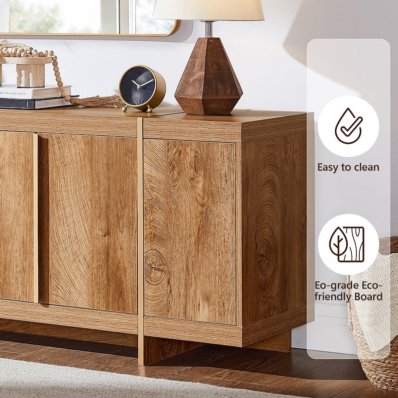 Modern 70" TV Stand, Entertainment Center, Handle-Free Hidden Design