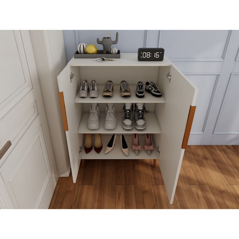 Modern White Sideboard Cabinet with Gold Handles for Kitchen, Dining Room Furniture Organizer