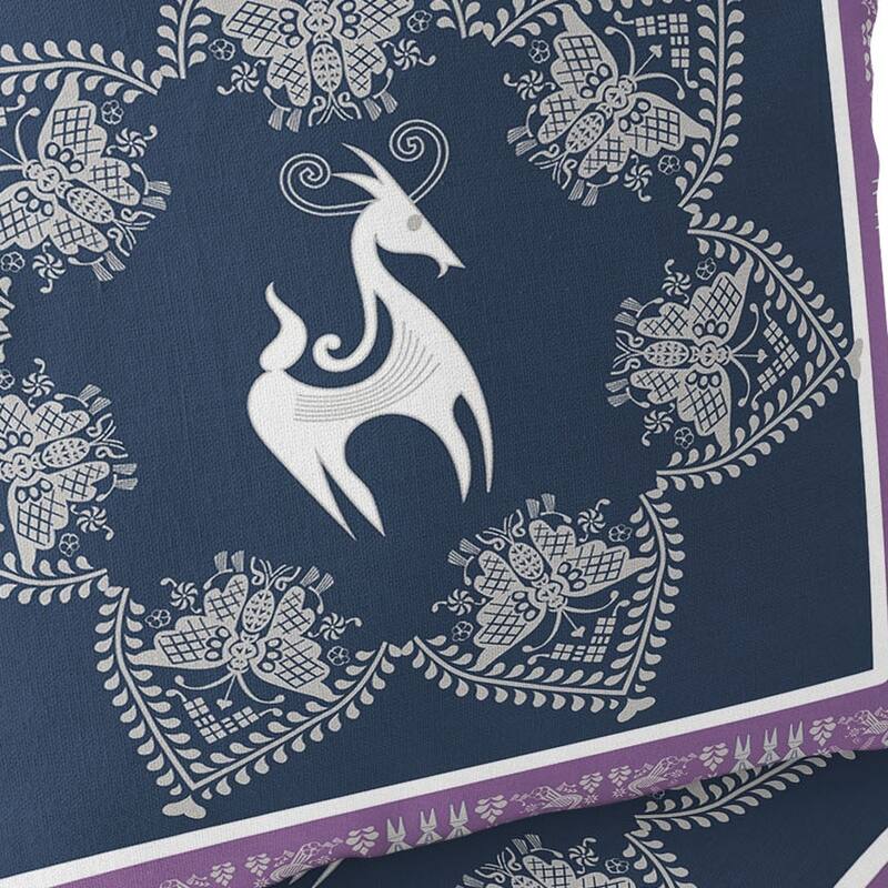 HomeRoots Set of Two 16" X 16" Blue and White Horse Blown Seam Eclectic Indoor Outdoor Throw Pillow - 16.00' X '16.00' X '5.00