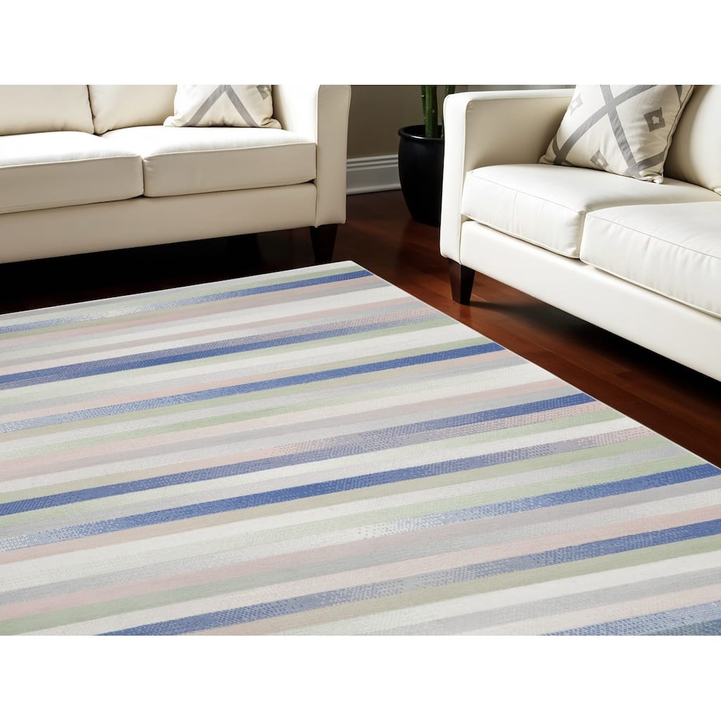 Power Loomed Distressed Abstract Modern Non Skid Stain Resistant Area Rug - 120' X '96' X '0.39