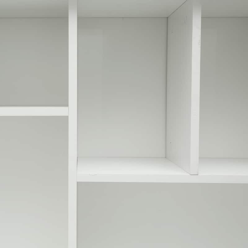 Modern Computer Desk with Storage Shelves & Drawers, 59-Inch Wooden Home Office Desk Study Table with Cabinets