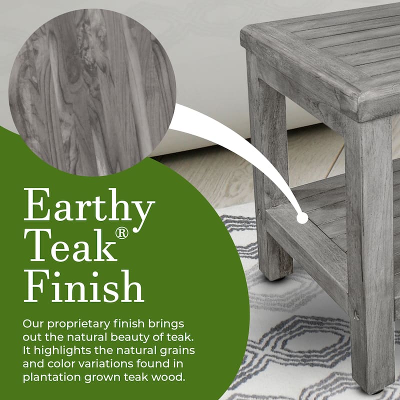 CoastalVogue Eleganto Antique Gray 24" Teak Wood Shower Bench