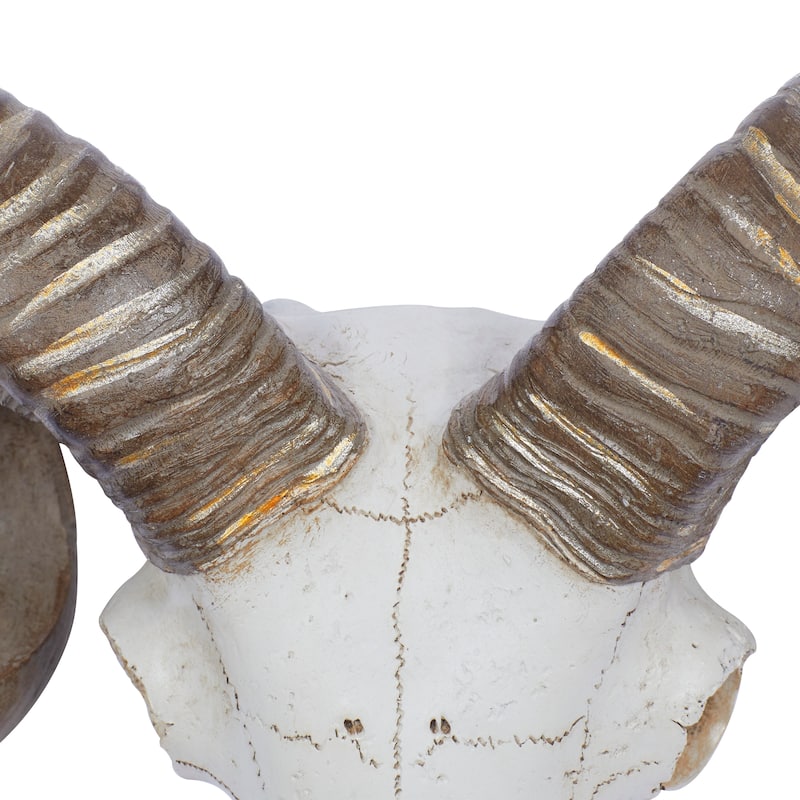 White Polystone Skull Sheep Home Wall Decor