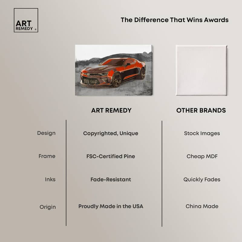Red Sports Car Canvas by Art Remedy, Gallery Wrapped