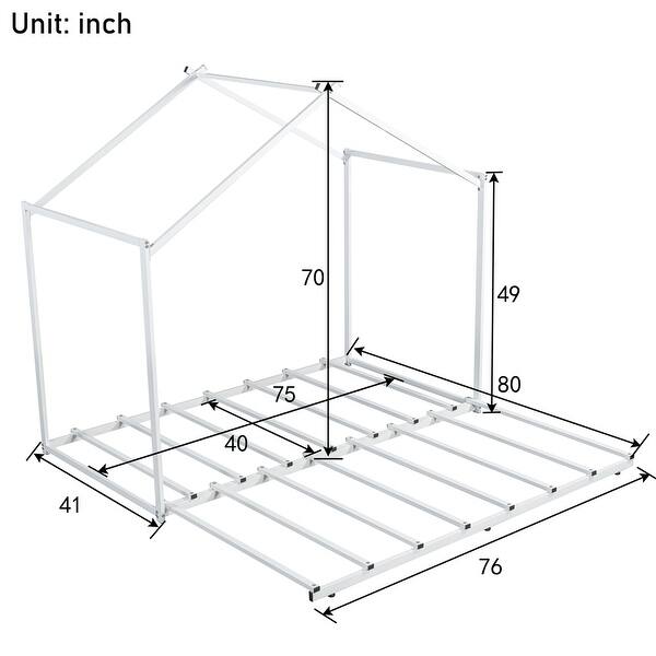 dimension image slide 1 of 2, Twin Size Metal House Platform Bed with Twin Size Trundle