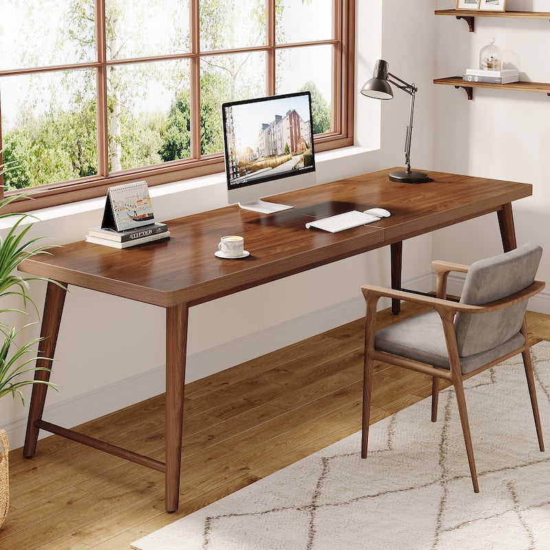 78.7” Extra Long 2-Person Wood Desk with Metal Legs