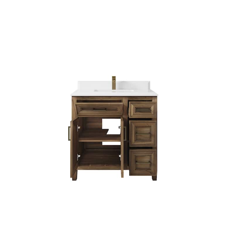 Willow Collections 36 in. W x 22 in. D Santa Monica Teak Bathroom Vanity Center with Countertop