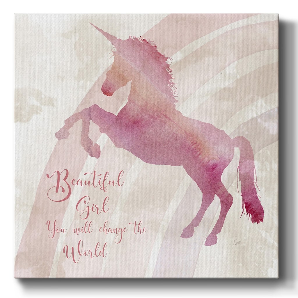 Beautiful Girl Unicorn-Gallery Wrapped Canvas